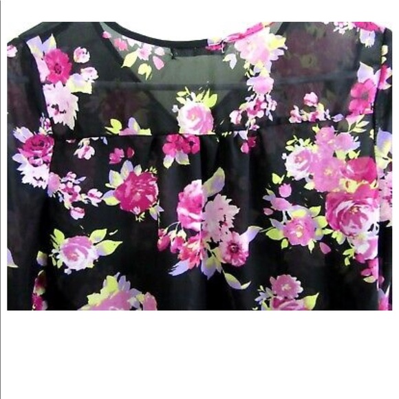Cupid’S Dairy Silky SemiSheer Floral Top - Picture 5 of 10